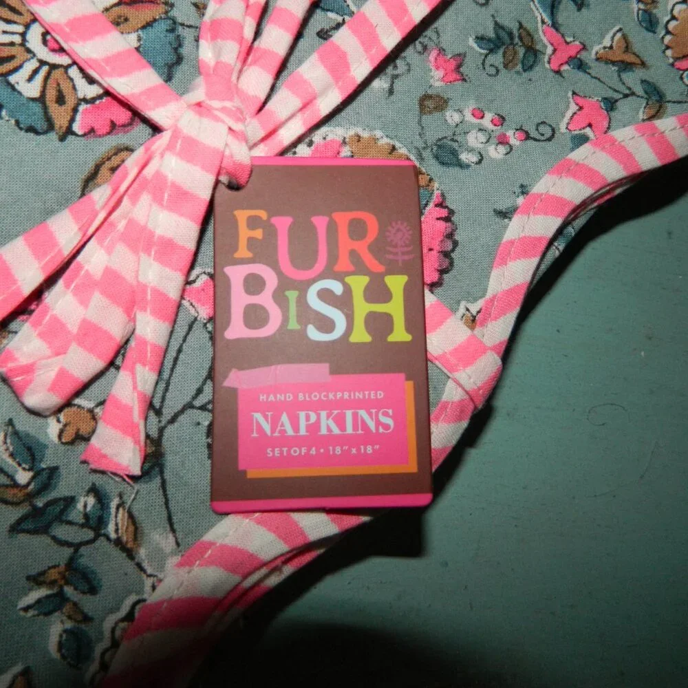 Mark & Graham Furbish Hand Block Print Dinner Napkins Set of 4